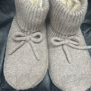 Bombas Taupe Knit Non-Slip Slipper Socks